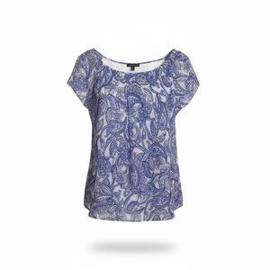 Tamara H Office Top, Blue & White, Flowing, Airy